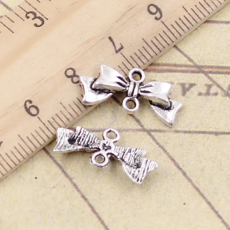 30 sztuk Charms Bowknot Bow 20x9mm tybetański brąz srebrny kolor zawieszki antyczna biżuteria Making DIY Handmade Craft