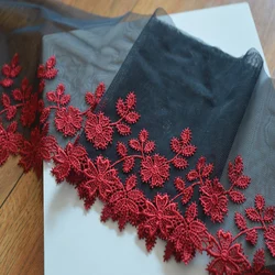 2yds/lot 15 CM garza nero rosso venise floreale bordo ricamo di qualità di Hight tessuti di pizzo ricamato lace18021205