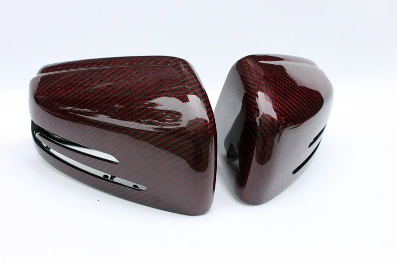 A Pair Red Carbon Fiber Add On Style Mirror Cover For Benz W204 W176 W117 W118 W212 W207 GLAX156 Carbon Auto Side Mirror Covers