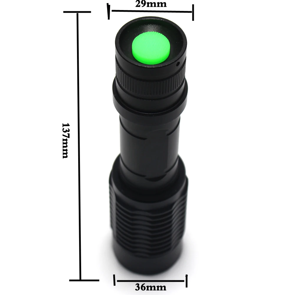 White Red Green Light 4000 lumens Zoomable Tactical LED Light Hunting Flashlight+Battery charger+Mount Pressure Switch+box