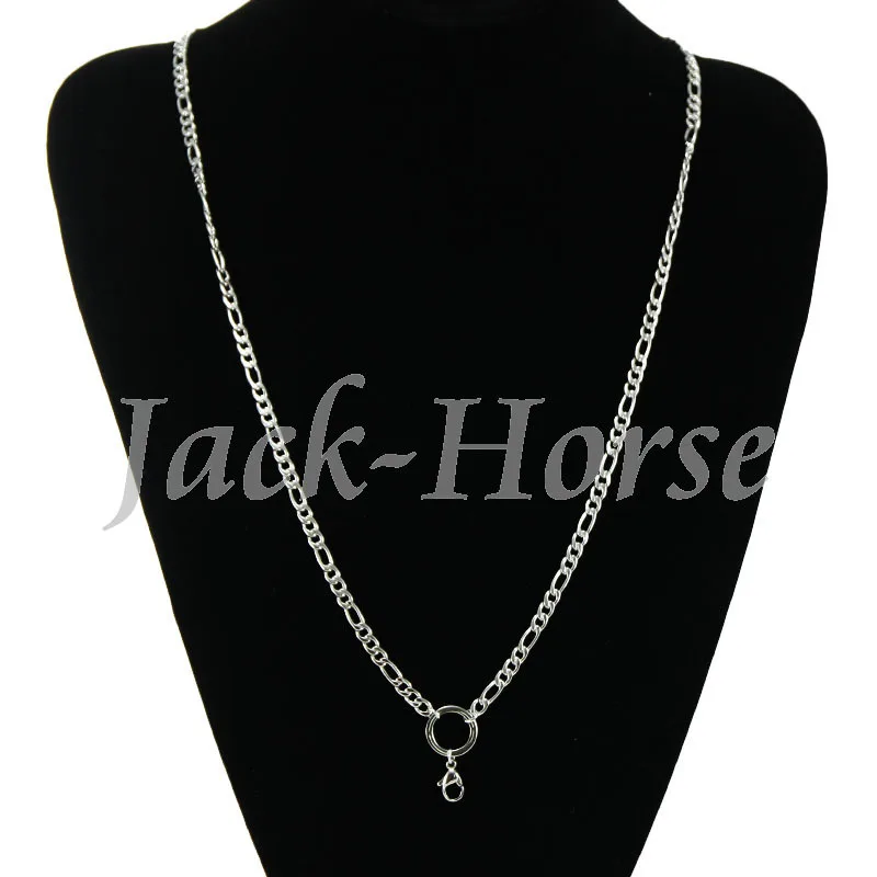 

30" Stainless steel Figaro chain 4.3mm 76cm floating locket chains necklace 10pcs/lot