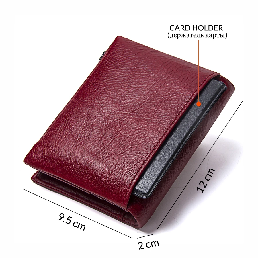 Contact'S Genuine Leather Fashion Short Wallet Women Zipper Mini RFID Blocking Coin Purse Card Holder Wallets for Women