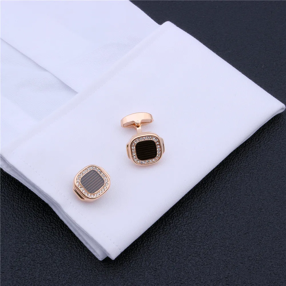 Cufflinks for Men with Gift Box, Black Tone Brown Polishing Enamel, Suit for Business French Shirt Tuxedo Suit HAWSON