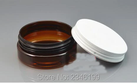 50G 50ML Cosmetic Packing Cream Jar, Aluminum Lid PET Cream Jar, Dark Brown White Color Skin Care Plastic Packing Box, 30pcs/lot