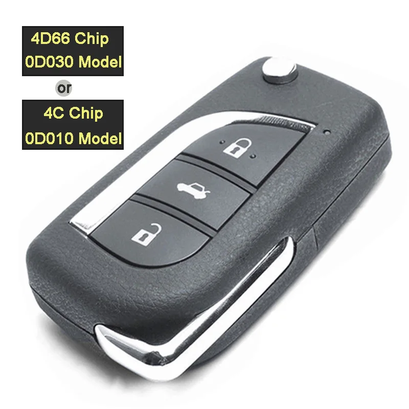 KEYECU 433MHz 4D66/ 4C Chip P/N: 89071-0D010/ 89071-0D030 Upgraded Flip Folding 2 Button Remote Key Fob for Toyota Yaris Avensis