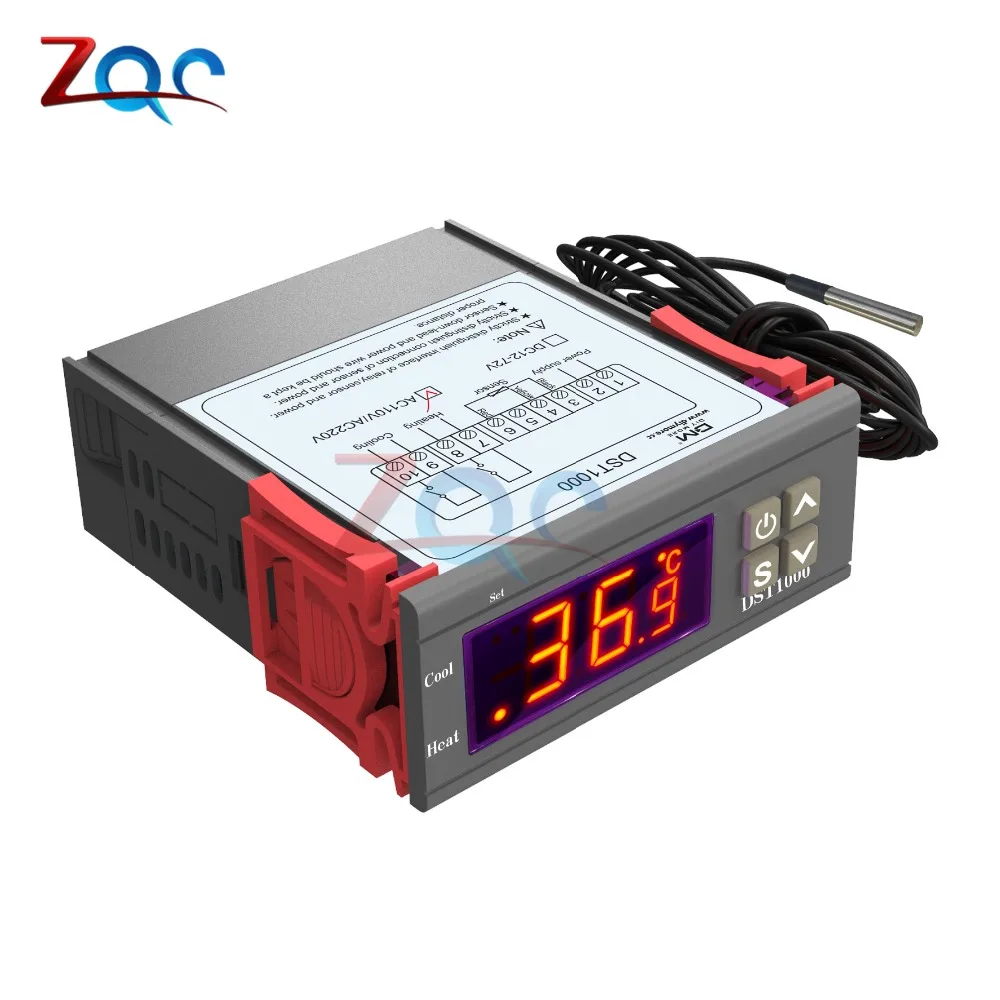 DST1000 Digital Temperature Control Controller Thermostat DS18B20 Sensor Waterproof AC 100V-220V Replace STC-1000 110V 220V