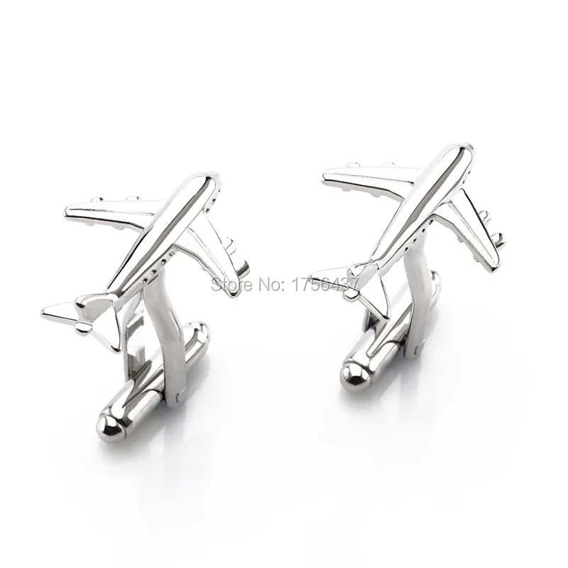 Lepton Brand Plane Cufflinks for mens Gold & Silver Color Fashion Airplan Men Shirt Cuffs Cuff links Formal Business Wedding