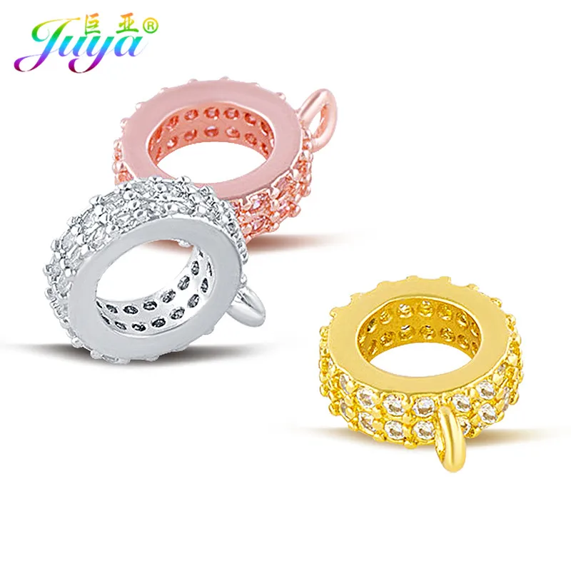 Juya Handmade Metal Big Hole Connector Spacer Beads Bails Separators Accessories For Needlework Charms Bracelet Necklace Making