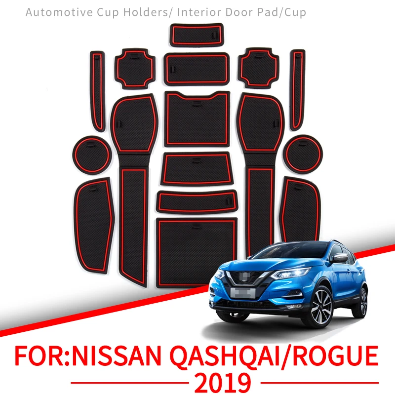 ZUNDUO Car Anti-Slip Gate Slot Cup Mat for Nissan Qashqai 2019 Rogue Interior Accessories Rubber Pad Cup Holders Non-Slip Mats