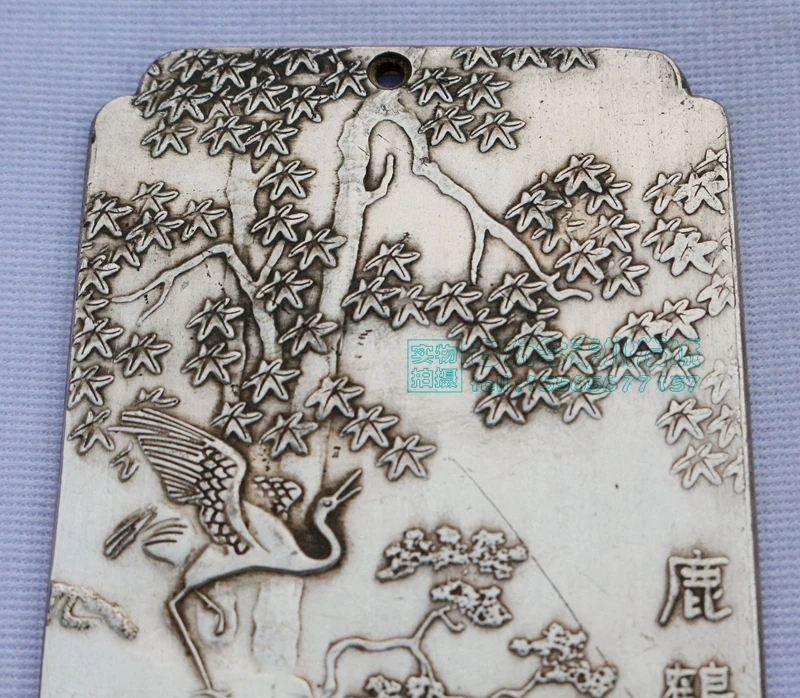 Chinese tibet Silver Bullion thanka LuHe with spring statue amulet Waist tag, hang metal handicraft