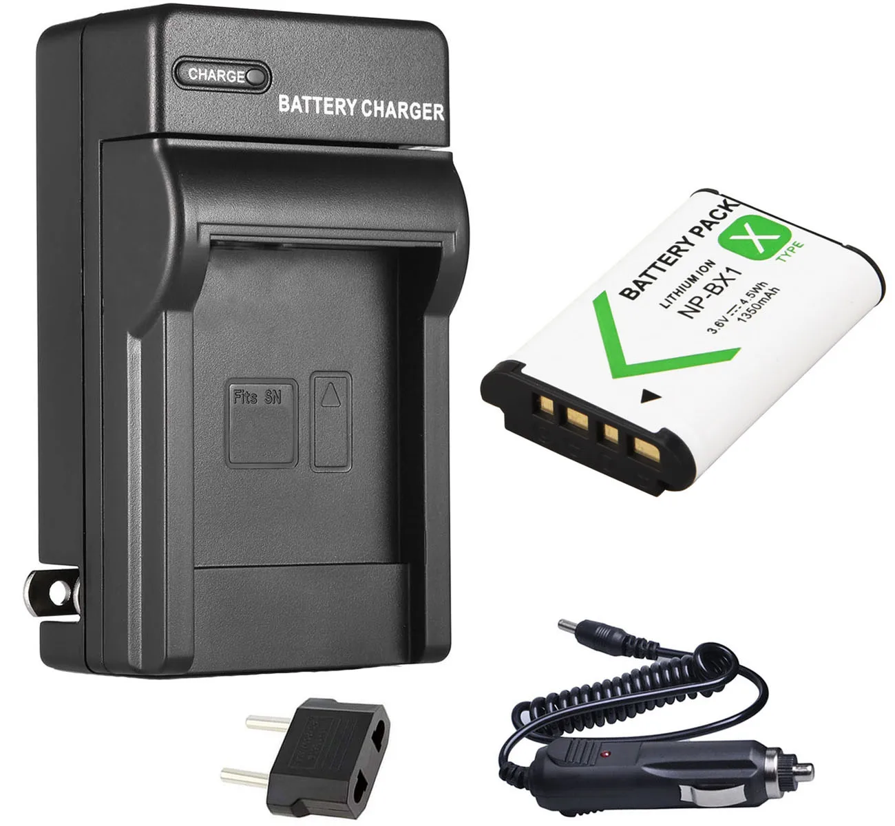 Battery + Charger for Sony HDR-AS30V, HDR-AS50R, HDR-AS100VR, HDR-AS200VR, HDR-AS300R, FDR-X1000VR, FDR-X3000R POV Action Cam