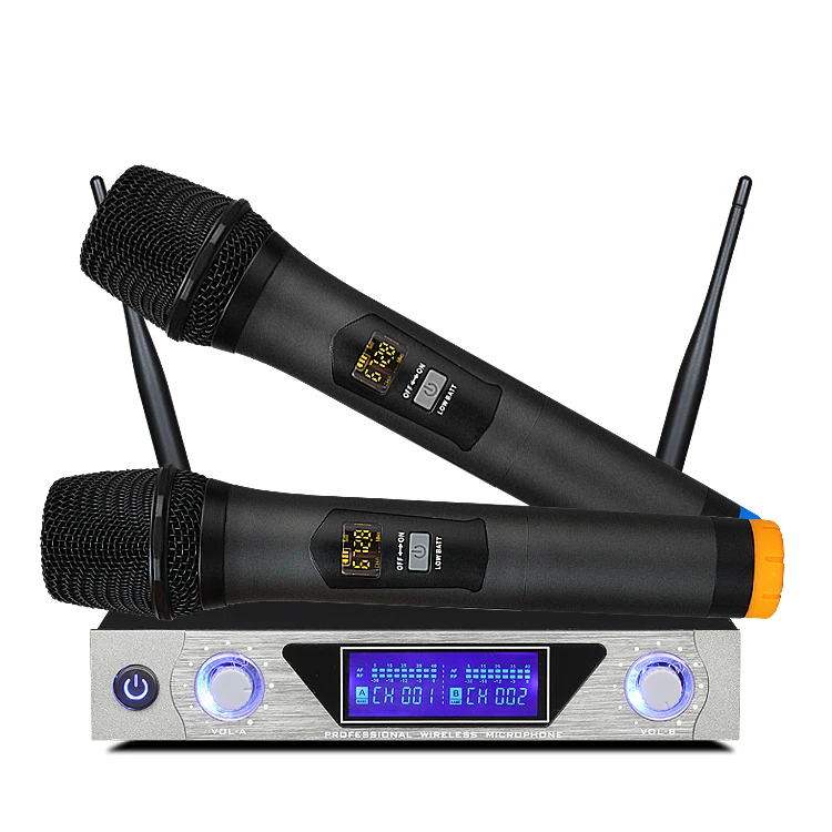 

MU-868 UHF 2 Channels Wireless Microphone System For Outdoor Loudspeaker Microphone Conference Karaoke Microphone Proffessional