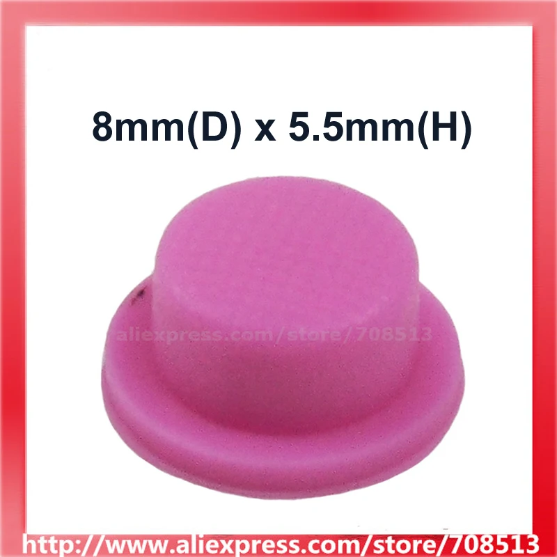 8mm(D) x 5.5mm(H) Silicone Tailcaps - Pink (10 pcs)