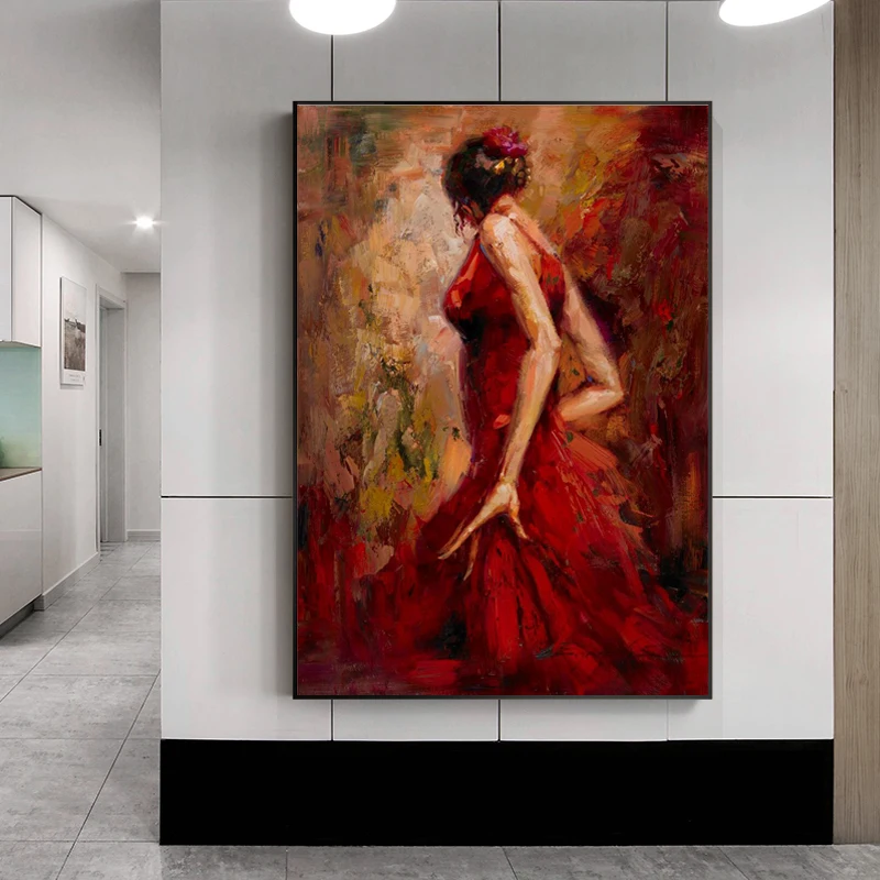 Modern Abstract Portrait Posters and Prints Wall Art Canvas Painting  Dancing Girl in Red Dress Decorative Pictures for Room Wall - AliExpress 15