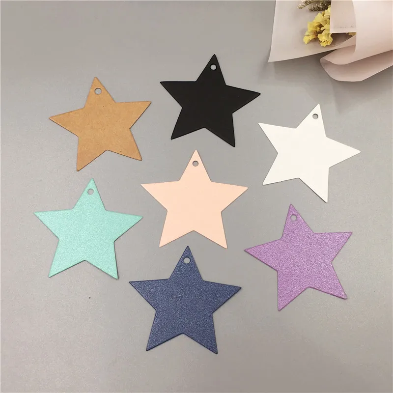 300Pcs/Lot Colorful Blank Five-pointed Star Pentagram Handmade Kraft Paperboard Card Tags For DIY Adornment Cake Hang Price Tag