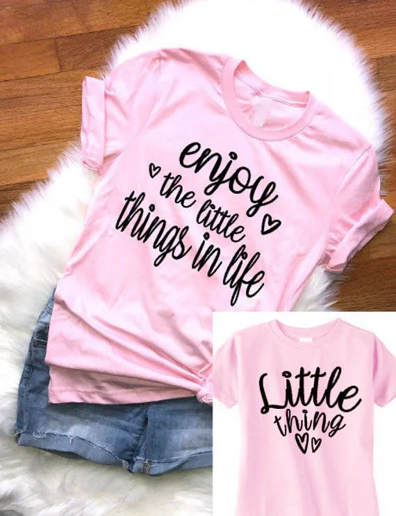 Sugarbaby Enjoy the little things in life T shirt Pink Fashion T shirt Little Things Heart Tops Couples pink matching t shirts