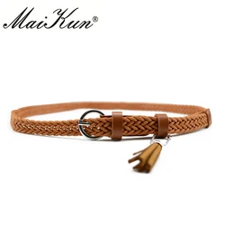 Maikun Dünne Gürtel für Frauen Hohe Qualität PU Leder Dame Gürtel Exquisite Geflochtene Quaste Weiblichen Gürtel für Kleid Jeans