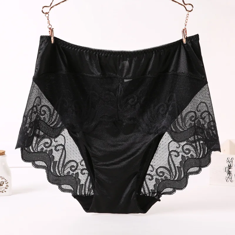 Di grandi Dimensioni Slip A Vita Alta Biancheria Intima Delle Donne Modale Sexy di Seta Trasparente di Grande Formato Del Merletto Mutandine e boxer Più Il Formato Lingerie Femminile 3XL