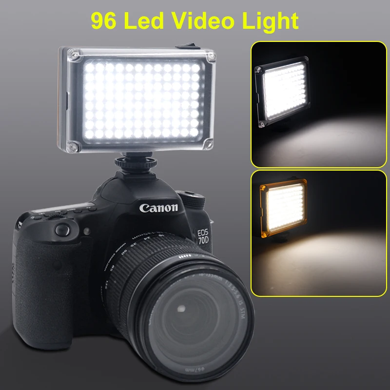 96 LED Phone Video Light Photo Lighting on Camera Hot Shoe LED Lamp for iPhoneX 8 Camcorder Canon/Nikon DSLR Camera Live Stream