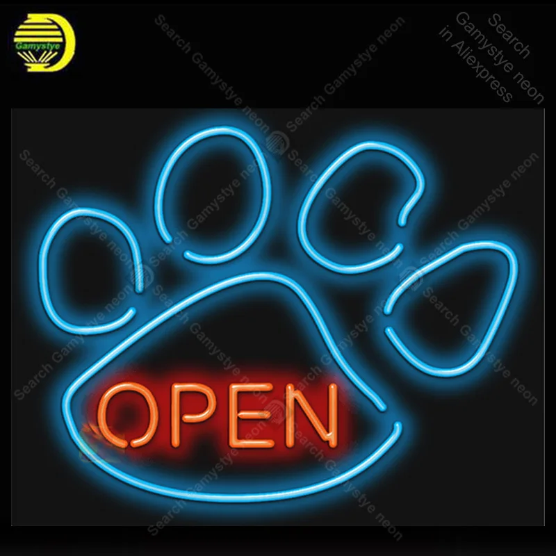 Paw Open Neon Sign Glass Tube Handcraft neon light Sign Recreation Hotel Iconic Sign Beer Decor Neon Light anuncio luminoso Art