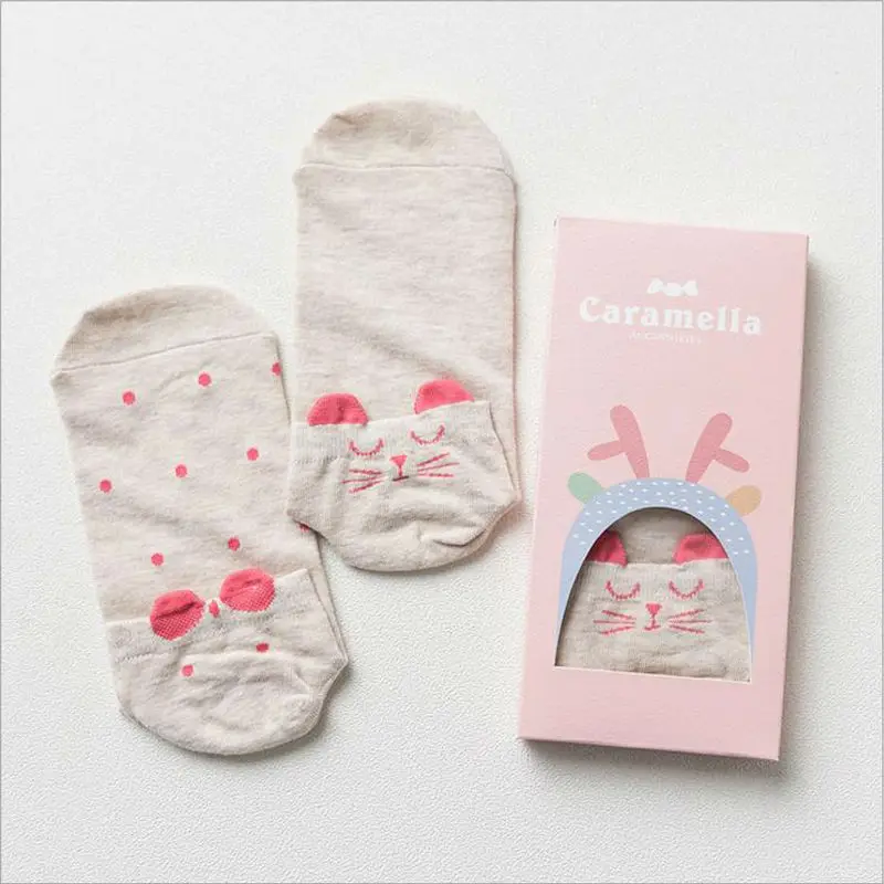 Newest Fashion Women Socks Cute Cartoon Animal Girls Cotton Spring Sox 2Dual Combination Of Socks Gift Box Hight Quality Socks