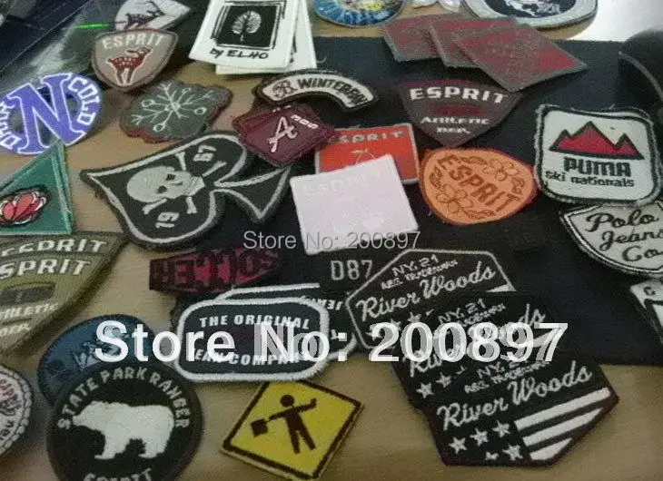 wholesale custom logo iron on garment badge embroidery fabric embroidered badge 200pcs /lot