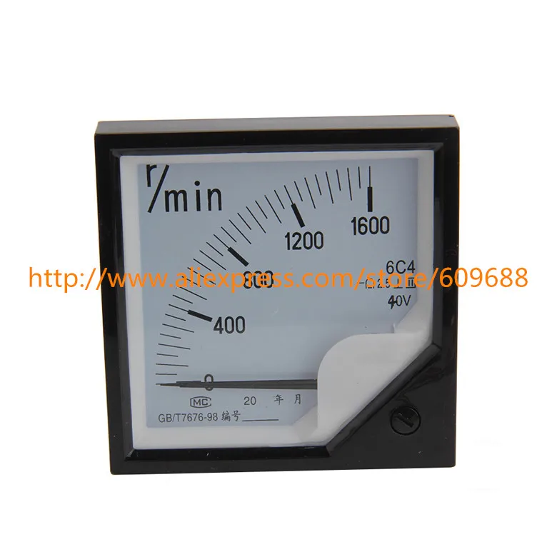 6C4 r/min 10V 20V 30V 40V DC tachometer speed meter 0-1600 rpm r/min panel meter 80*80mm