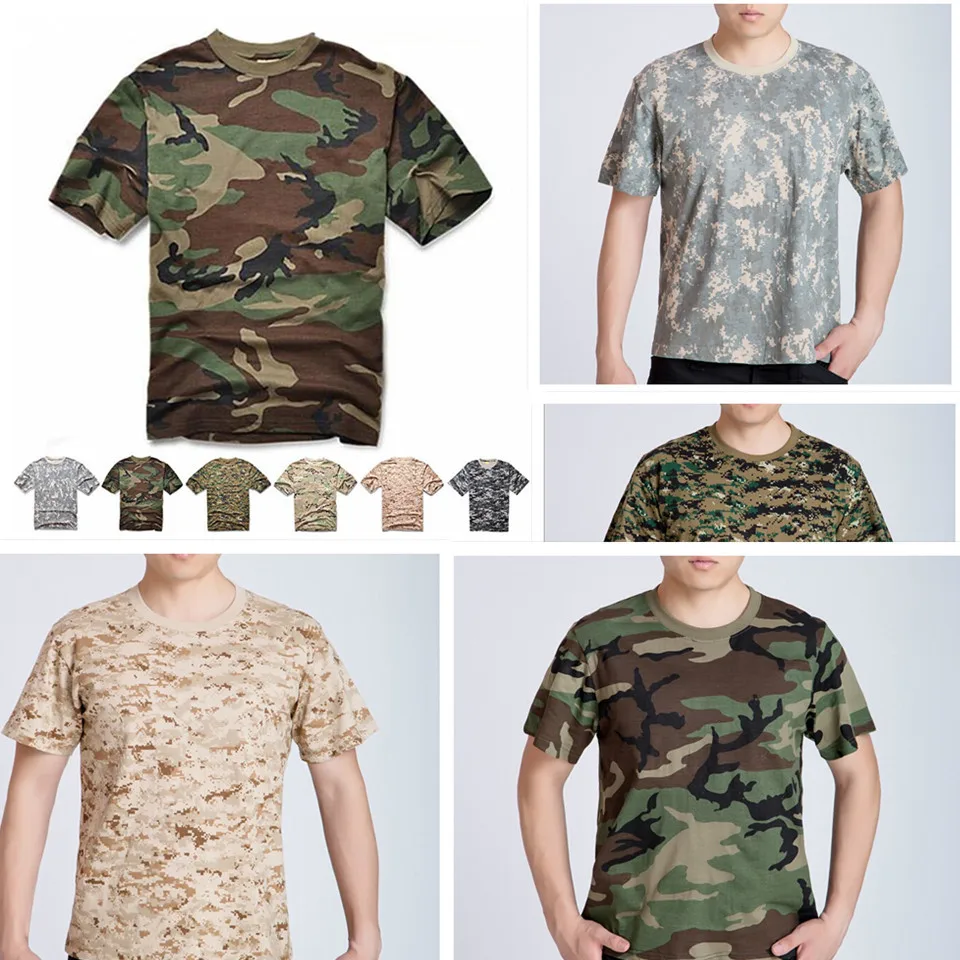 Summer Outdoors Hunting Camouflage T-shirt Men Breathable Tactical Combat T Shirt  Dry Sport Camo Outdoor Camp Tees