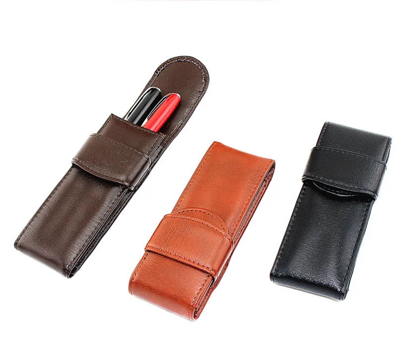 Fountain Pen / Roller Pen Pencil Case Pen Bag Real Leather Quality Washed Cowhide Black /Coffee Pen Pouch / Holder