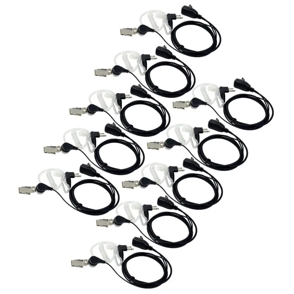 10x 2 PIN 8mm PTT Covert Acoustic Tube In-ear Earpiece for Motorola GP308 Radio