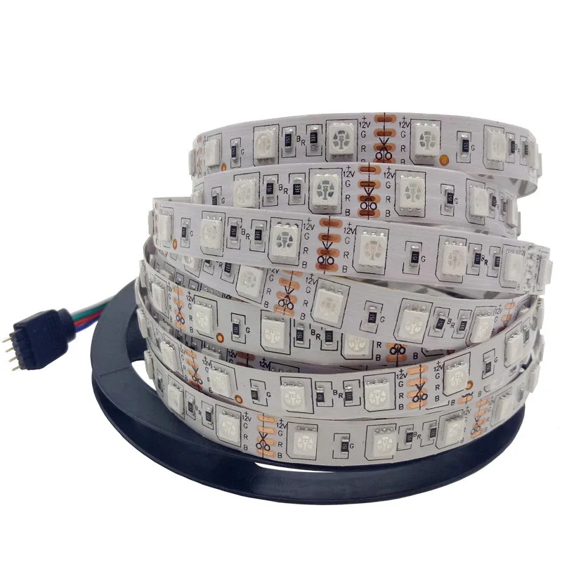 1 set 5m SMD 5050 60LED/m RGB LED strip DC12V tape Non Waterproof Strip flashlight lighting with IR Remote + 3A Power Adapter