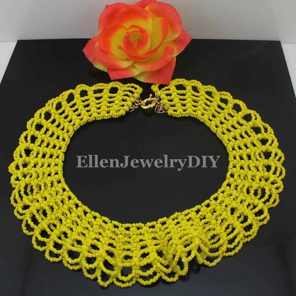 

Christmas New Yellow Crystal Beads Jewelry Sets Handmade Weaved Chunky Beaded Indian Bridal Jewelry Sets Free Shipping W13821