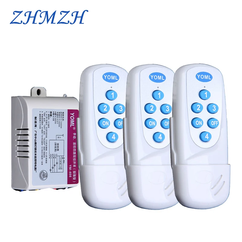 220V Light Intelligent Remote Control Switch 110V Digital Smart Wall Teleswitch Wireless Receiver With Three Remote Controls