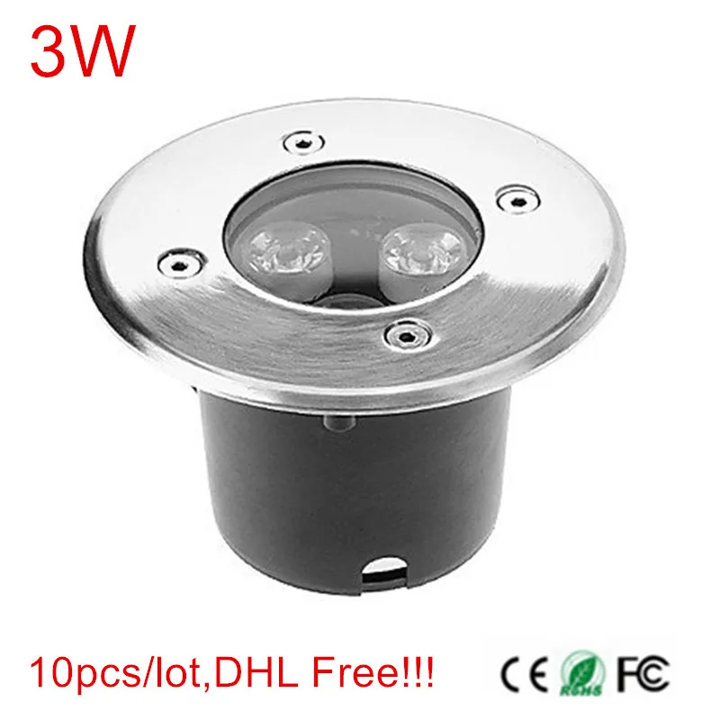 LED Underground Lamp 3*1W LED Floor Recessed Lighting Lamp DC12V or AC85-265V Warm White/Cold White/Red/Green/Blue/Yellow/RGB