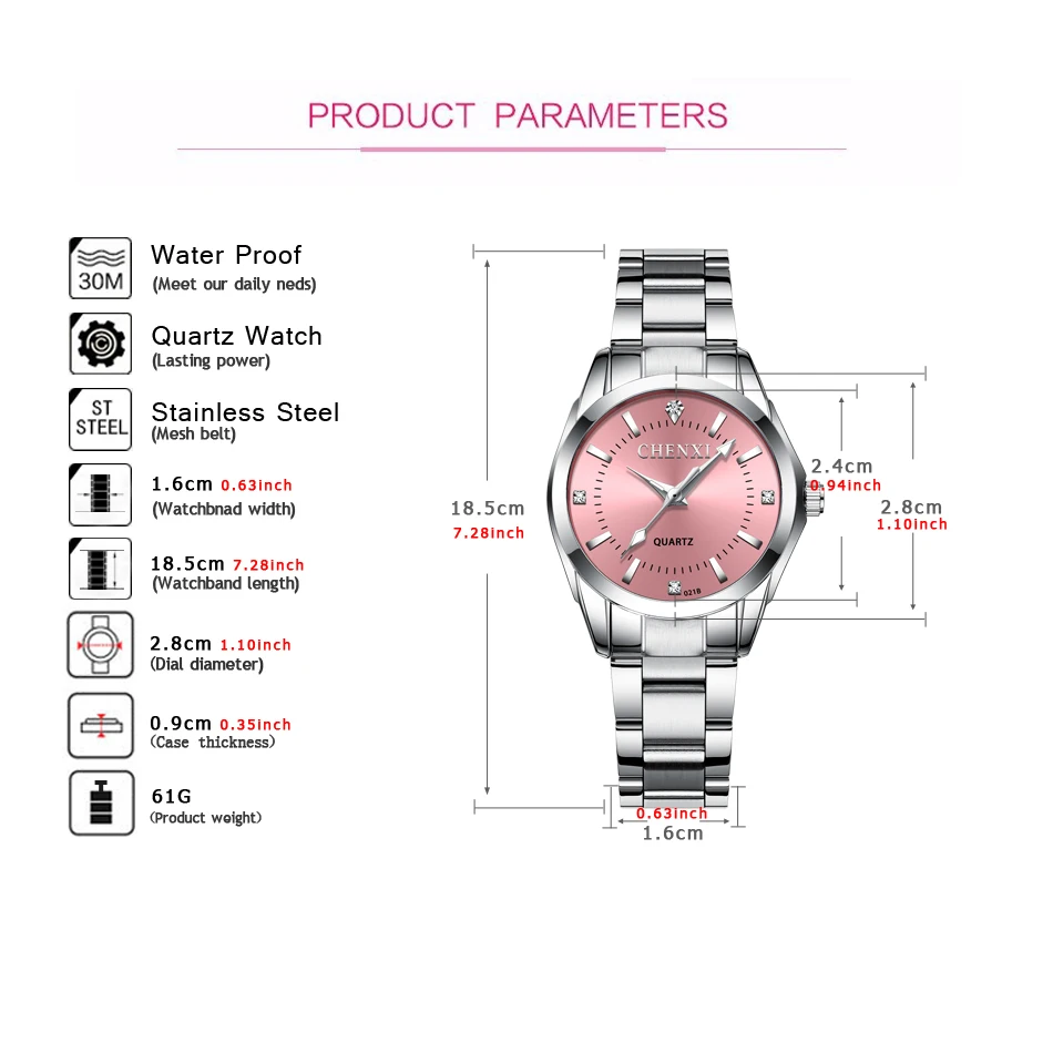 CHENXI Fashion Women Colorful Dial Reloj Mujer Concise Girl Wrist Watches Female Quartz Watches Ladies Rhinestone Clocks Watch