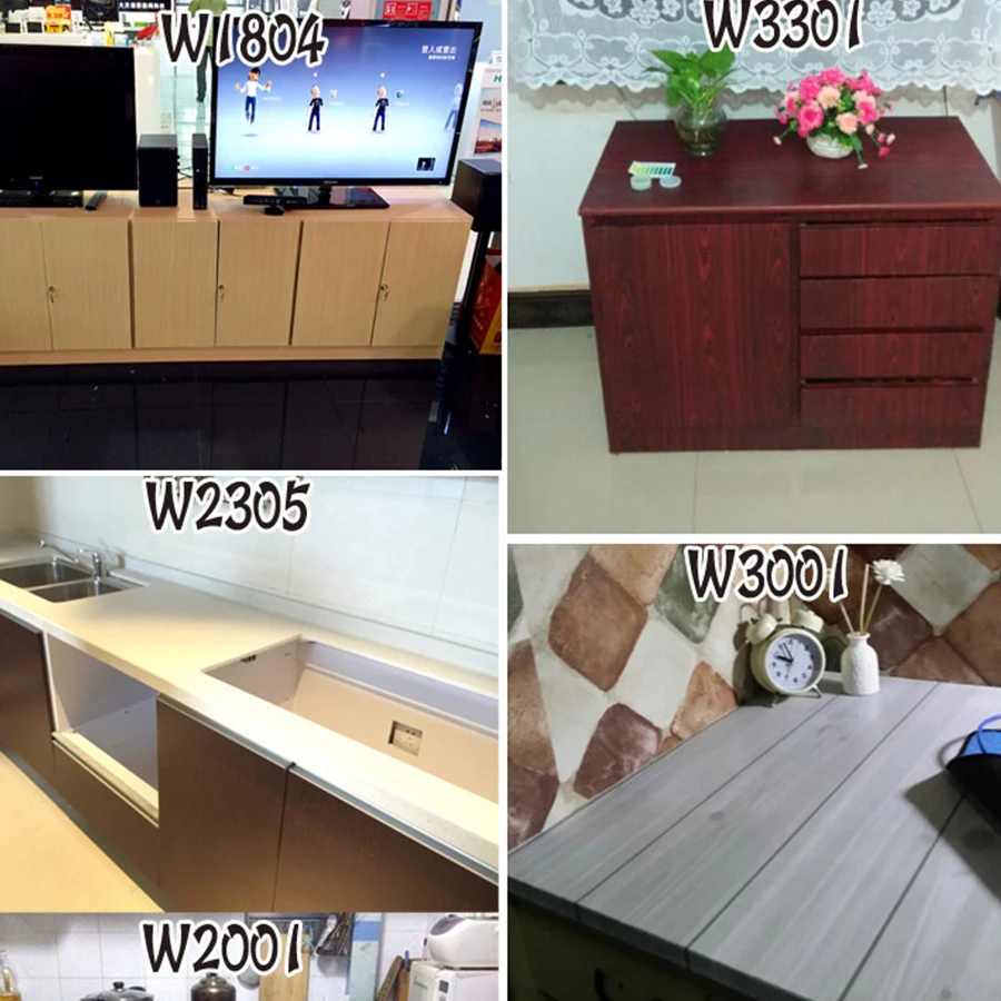 PVC Self Adhesive Wallpaper DIY Wood Grain Furniture Renovation Sticker Wooden Desktop Wardrobe Door Vinyl Waterproof Wall Paper