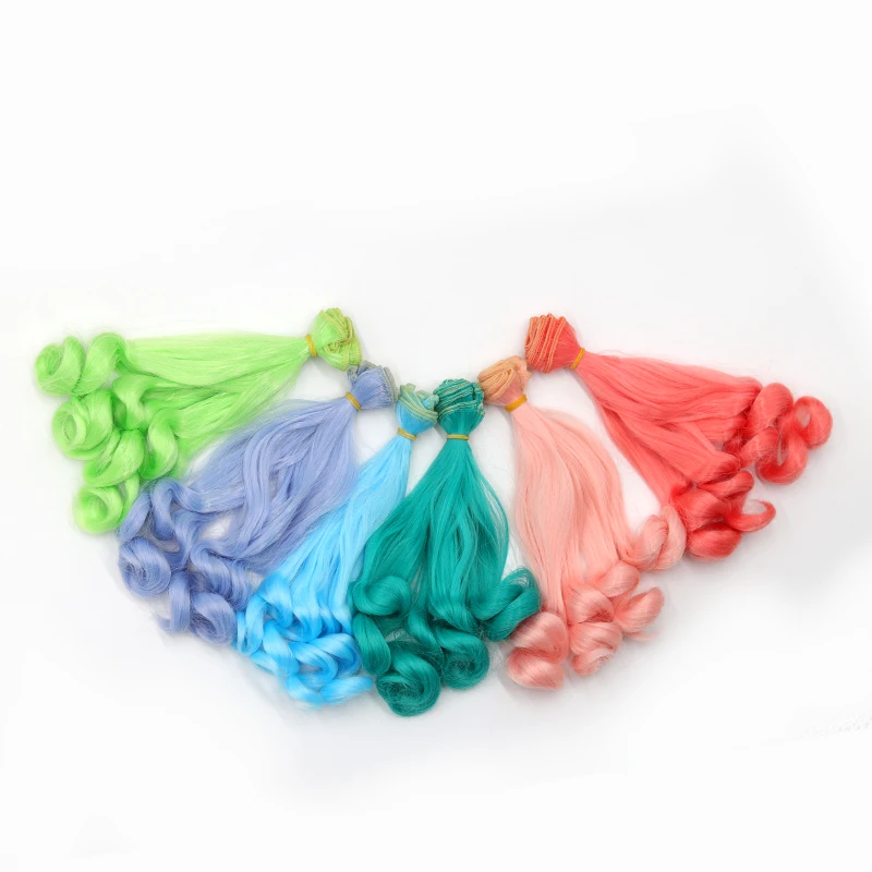 Msiredoll bjd wig Accessories 1piece 20*100CM doll hair for 1/3 1/4 1/6 1/12  Gradient Color  Curly bjd wigs diy Free shipping