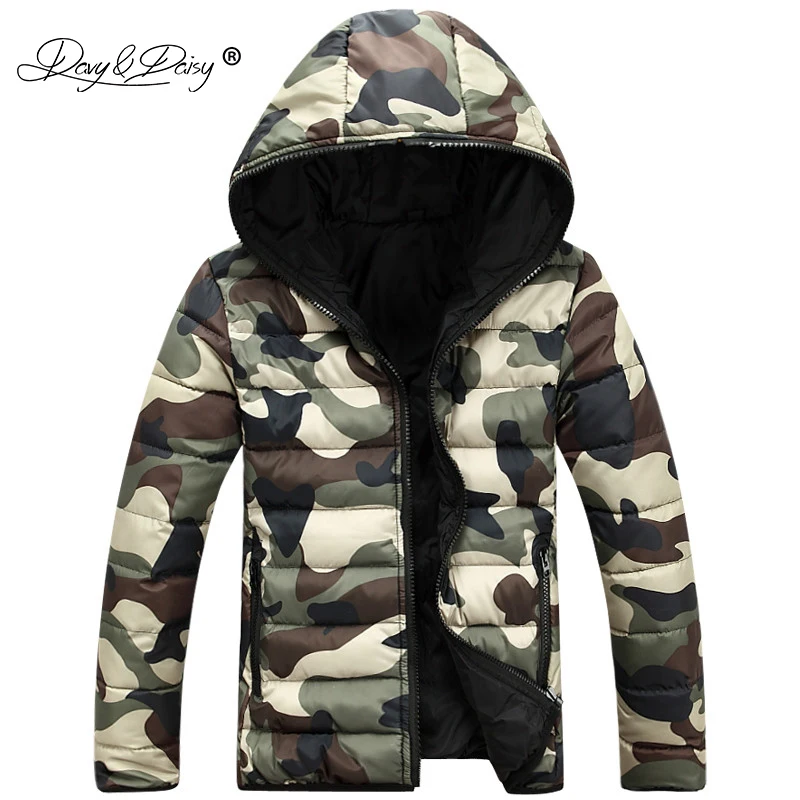 DAVYDAISY Camouflage Parkas Winter Men Jackets Hooded Warm Thicken Brand Fashion Male Jacket Army Green Coat JK063