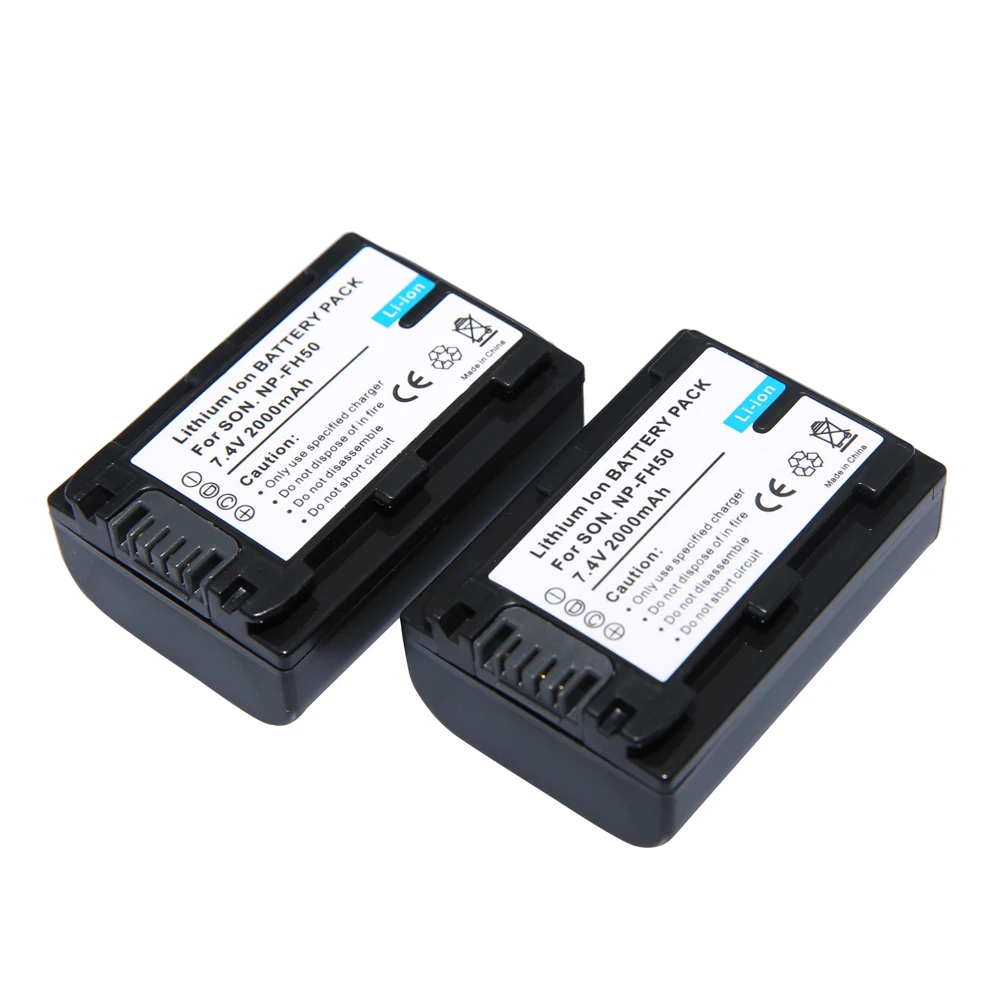 Hot 2pcs NP-FH50 NP FH50 NPFH50 Digital Camera Camcorder Rechargeable Li-ion Battery For Sony FH30 FH40 TG3 TG5 TG7 DSC-HX1