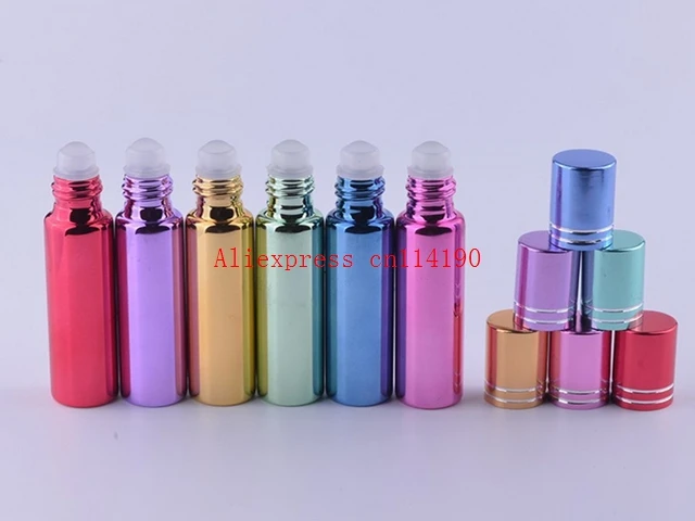 Hot bán 500 cái/lốc 10 ML Lăn Bóng Chai Các Loại Tinh Dầu mạ Chai Nước Hoa Thủy Tinh