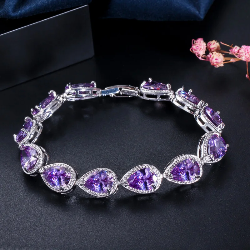 CWWZircons 2026 Mode Damenaccessoires Luxus Zirkon Wassertropfen CZ Stein Armband für Brautschmuck Hochzeitsschmuck Großhandel S0002 – Detail 6