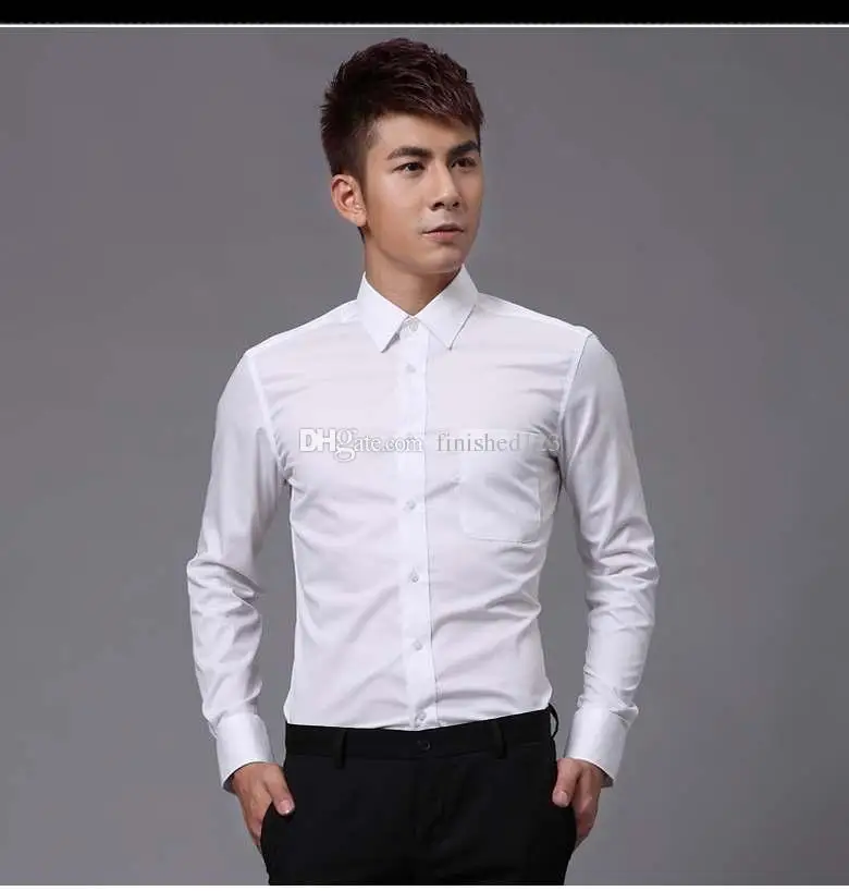 Top Quality Cotton Blend Men's Wedding Apparel Groom Shirts Dress Long Sleeve Shirt(Size;38,39,40,41,42,43,44,45,46#) NO:001