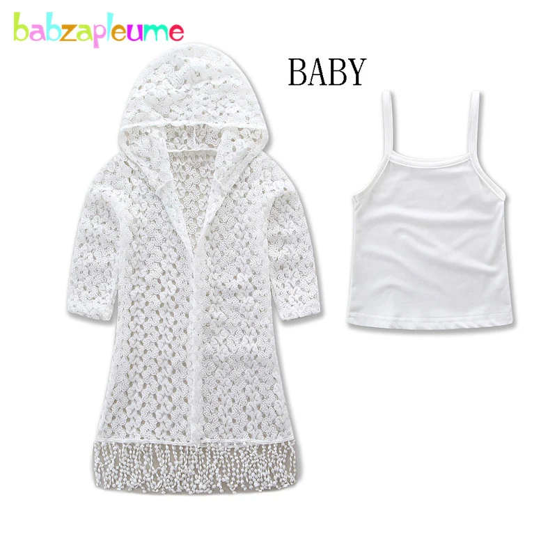 2Piece Spring Summer Family Matching Outfits Mother Daughter Clothes Hooded Girl Coat+White Tops Kids Boutique Clothes BC1040