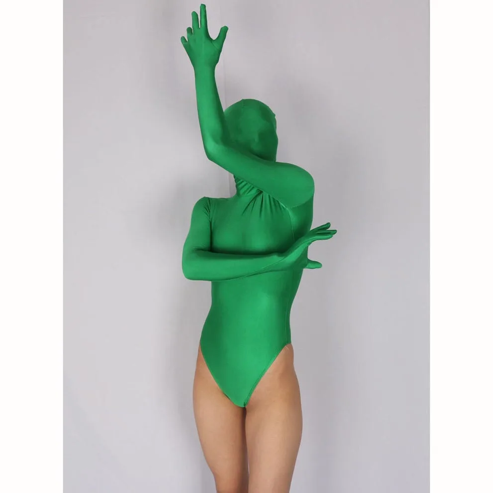 Candy Color Oversize High Elastic Half Coat Cosplay Stage Clothing Body Sculpting One Piece Tights Shiny Zentai Costume Bodysuit