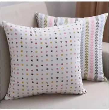 Cotton linen striped cushion cover pillowcase decorative dots waist pillow case multi size