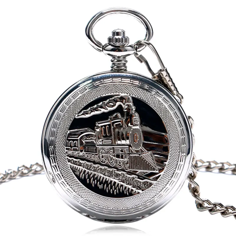 Men Luxury Retro Pocket Watch Silver Women Fashion Pendant Necklace FOB Double Hunter Gift Mechanical Hand Wind