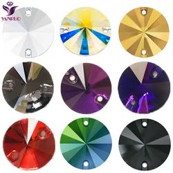 YANRUO 3200 Rivoli Sew on Rhinestones Round Beads Stones Rhinestone Appliques For Wedding Dress Clothing DIY Sewing Crystals