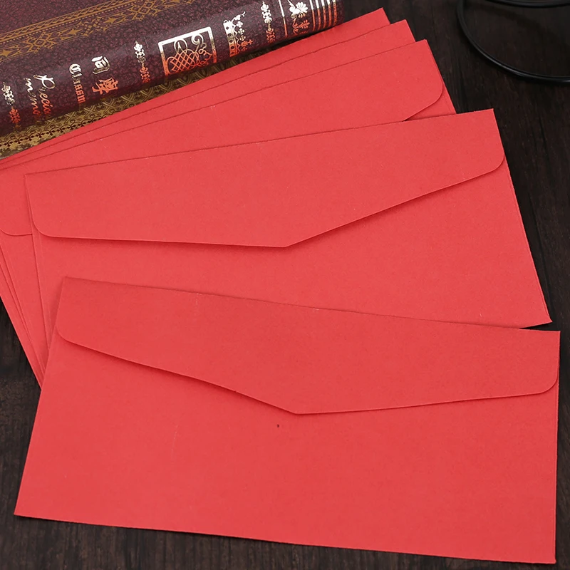 (10 pieces/lot) 22*11CM Simple Red Envelopes for Invitations Cards Letter Paper Vintage Blank Envelopes