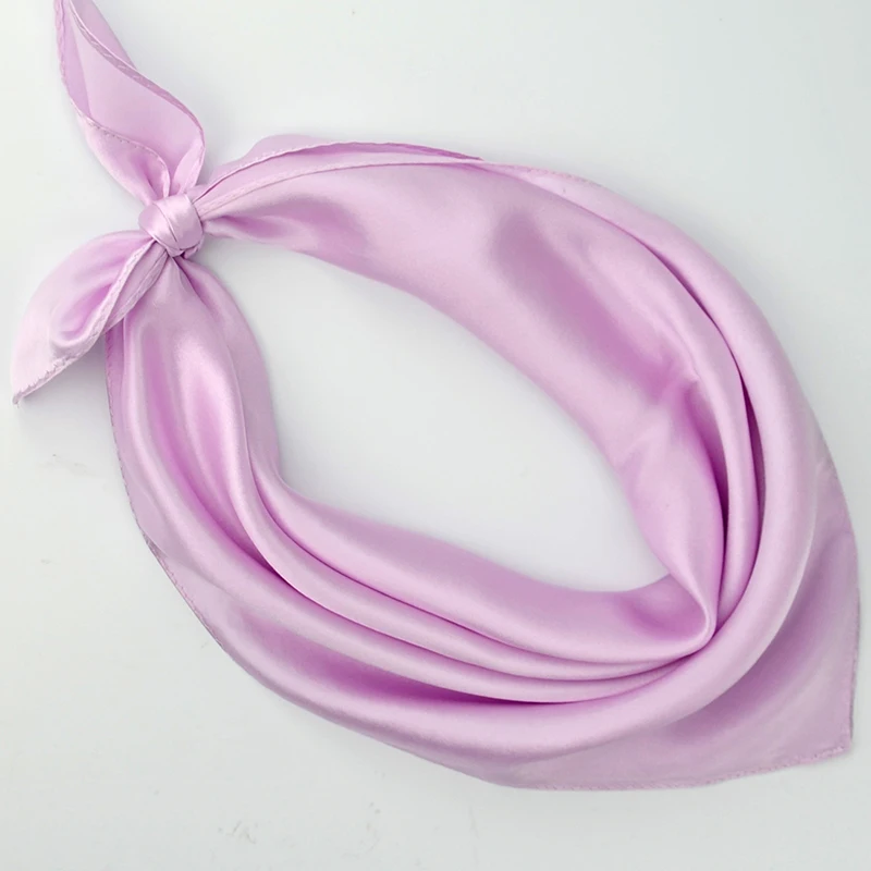 Plain Small Square Silk Scarf 53*53cm Hot Sale Women Crepe Satin Silk Scarves Spring Summer All-Match Ladies Pure Silk Scarves