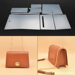 DIY women leather craft shoulder bag 22x8x15cm sewing pattern PVC template